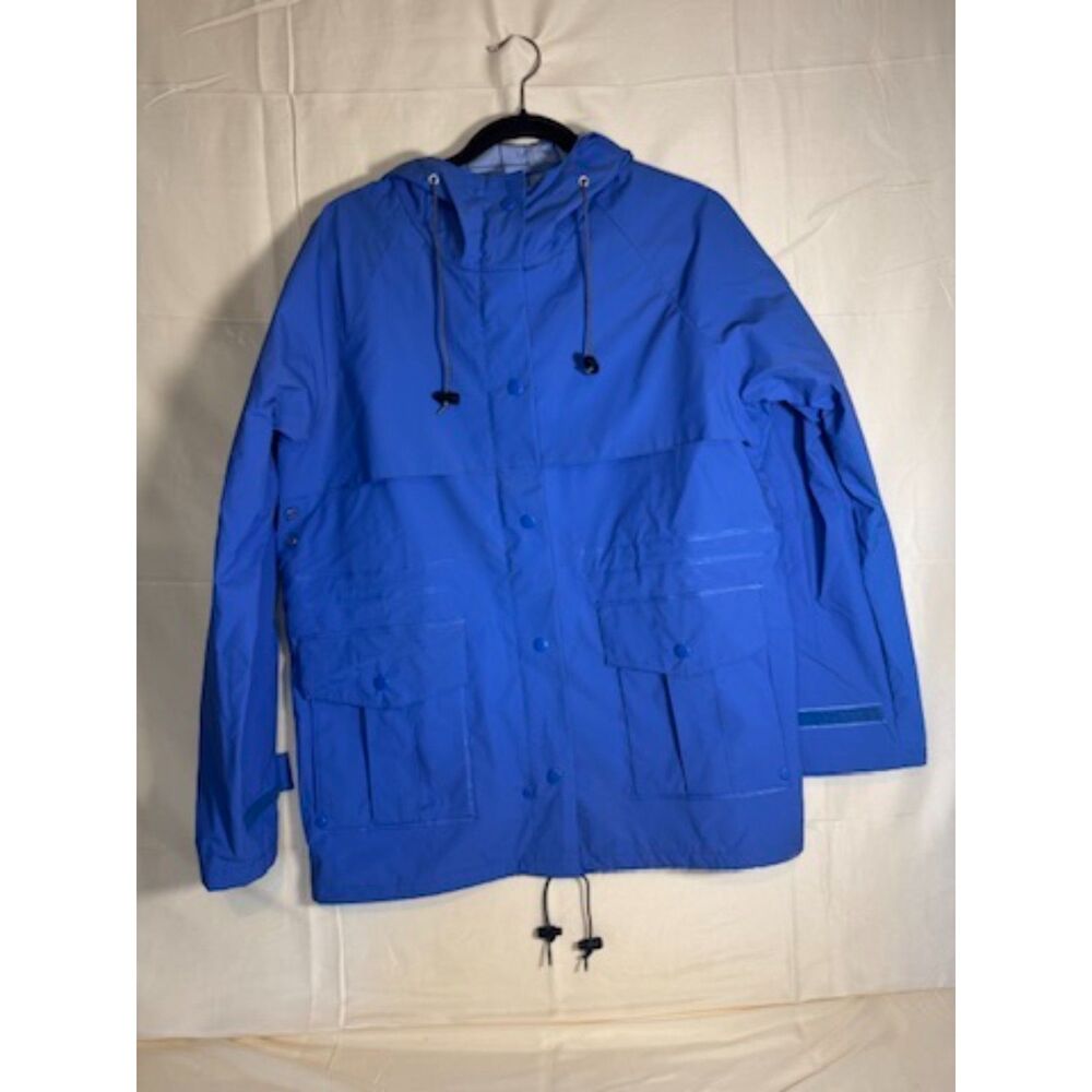 Vintage L.L. Bean Women's Medium PVC Rain Storm Waterproof Blue Jacket Gorpcore